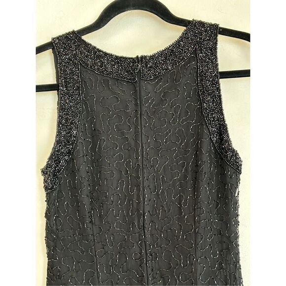 Lawrence Kazar Vintage Beaded Silk Lined Evening Dress Womens Black Size Small - Picture 10 of 10